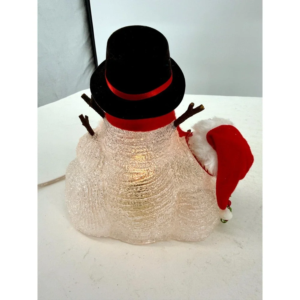 Vintage 1998 Galaxy Snowman Family Light Up Tabletop Christmas Decoration‎